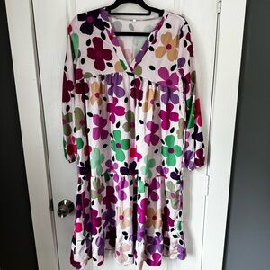 SHEIN Woman’s Floral Print V-Neck Dress True Size L-XL Excellent Condition